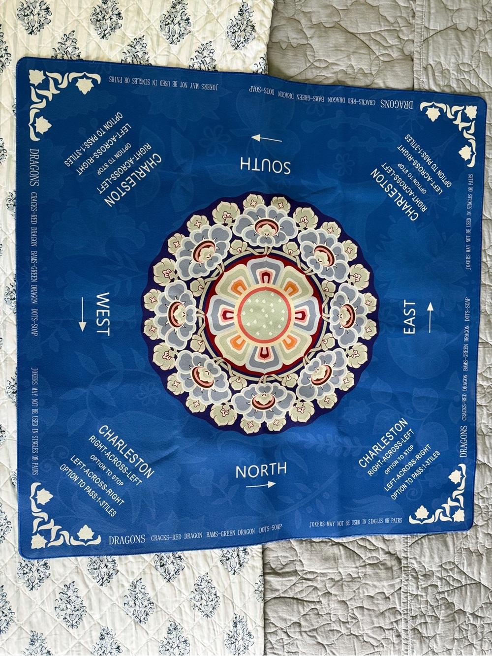 NEW NEVER USED MAHJONG MAT Blue Floral